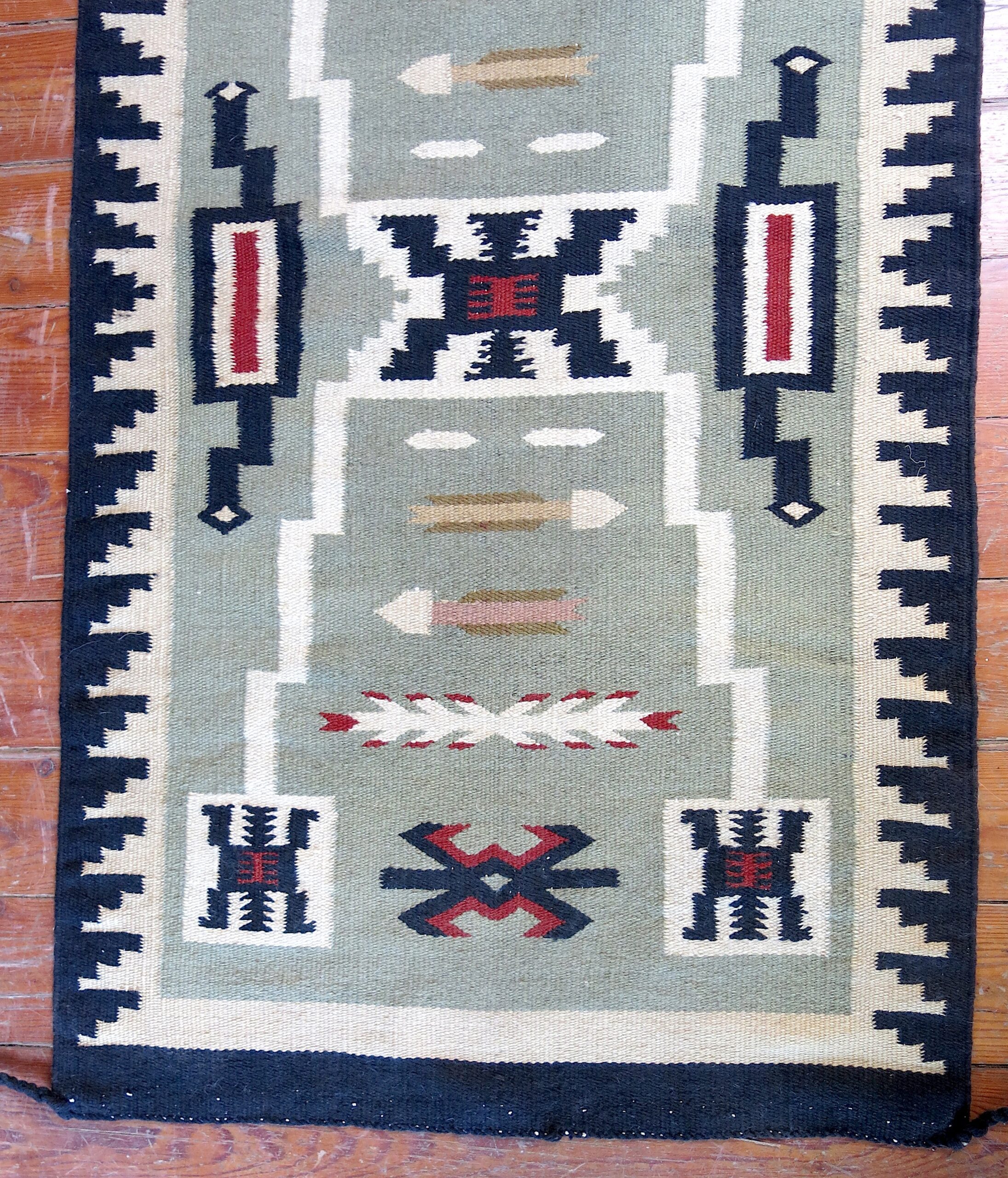 Navajo Storm Pattern Rug, Western Reservation Style, Hand-Woven Wool Rug, 59" x 36" - Image 4