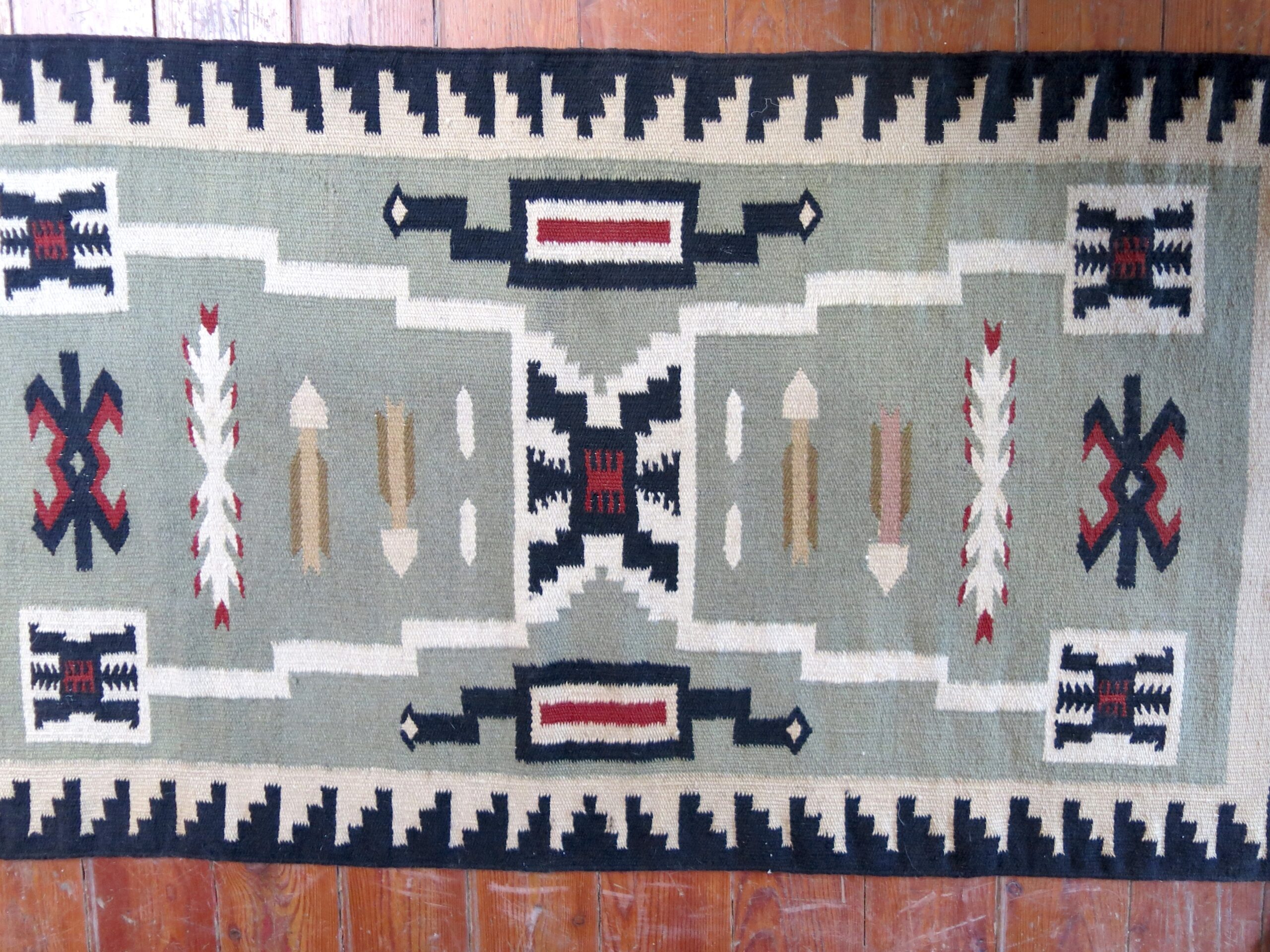 Navajo Storm Pattern Rug, Western Reservation Style, Hand-Woven Wool Rug, 59" x 36" - Image 5