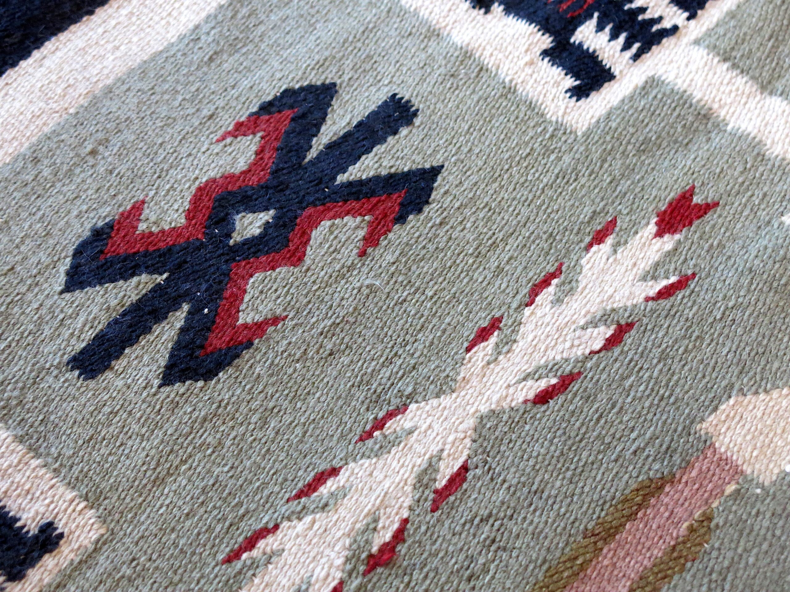 Navajo Storm Pattern Rug, Western Reservation Style, Hand-Woven Wool Rug, 59" x 36" - Image 8