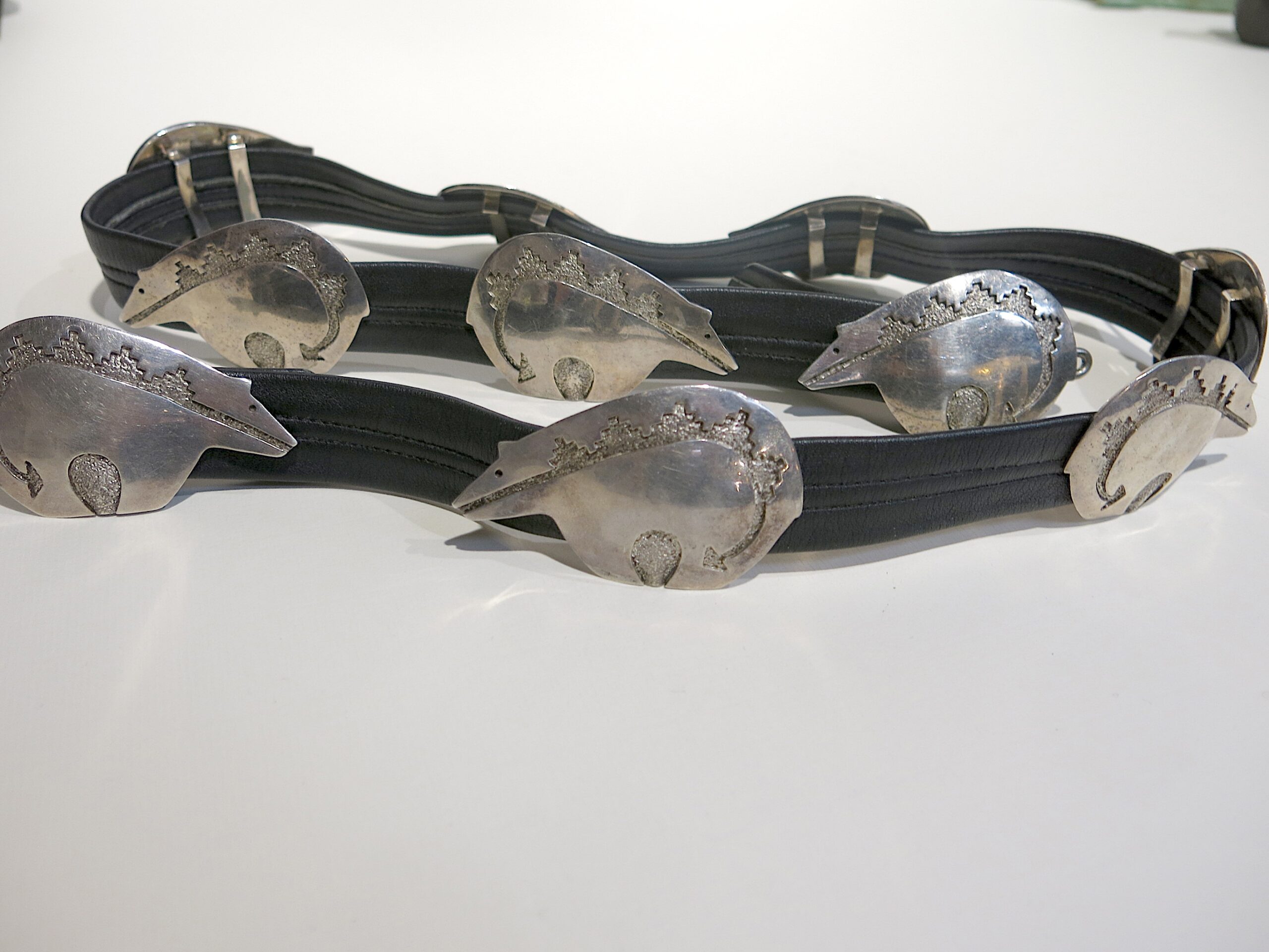 Sterling Silver 10 Heartline Bear Fetish Concho Belt
