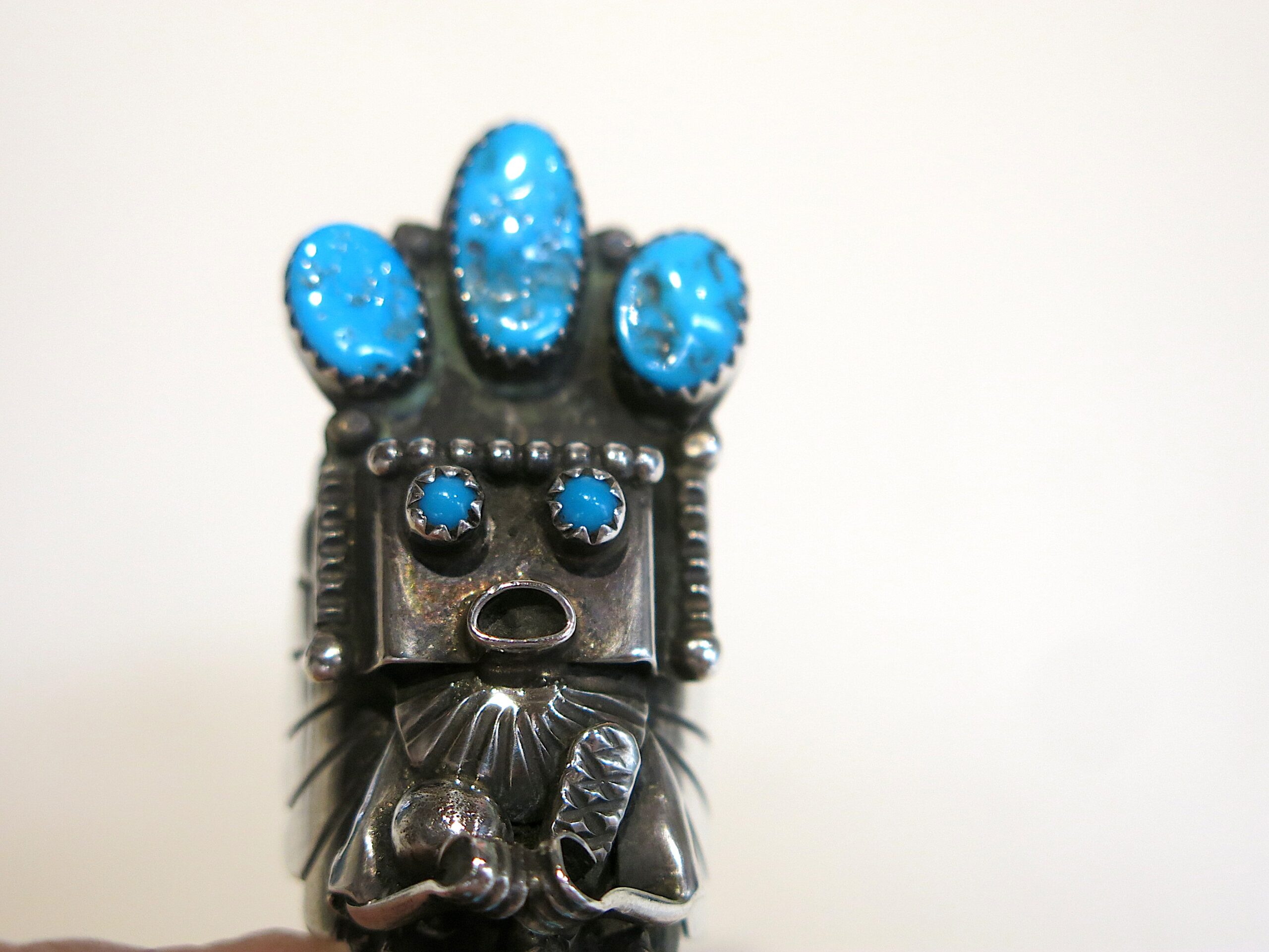 Navajo Sterling Silver Kachina Figure Ring, Signed J. Shyn - Image 8
