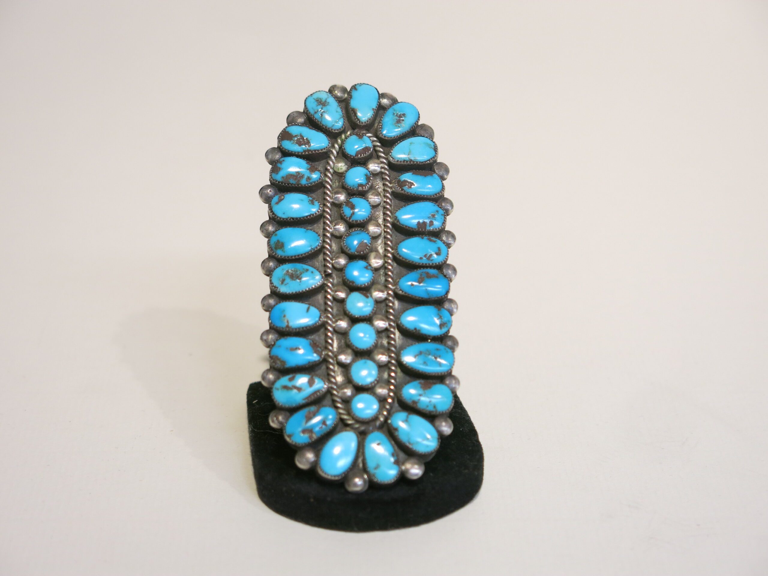 Navajo Sterling Silver Cluster Ring with Sleeping Beauty Turquoise