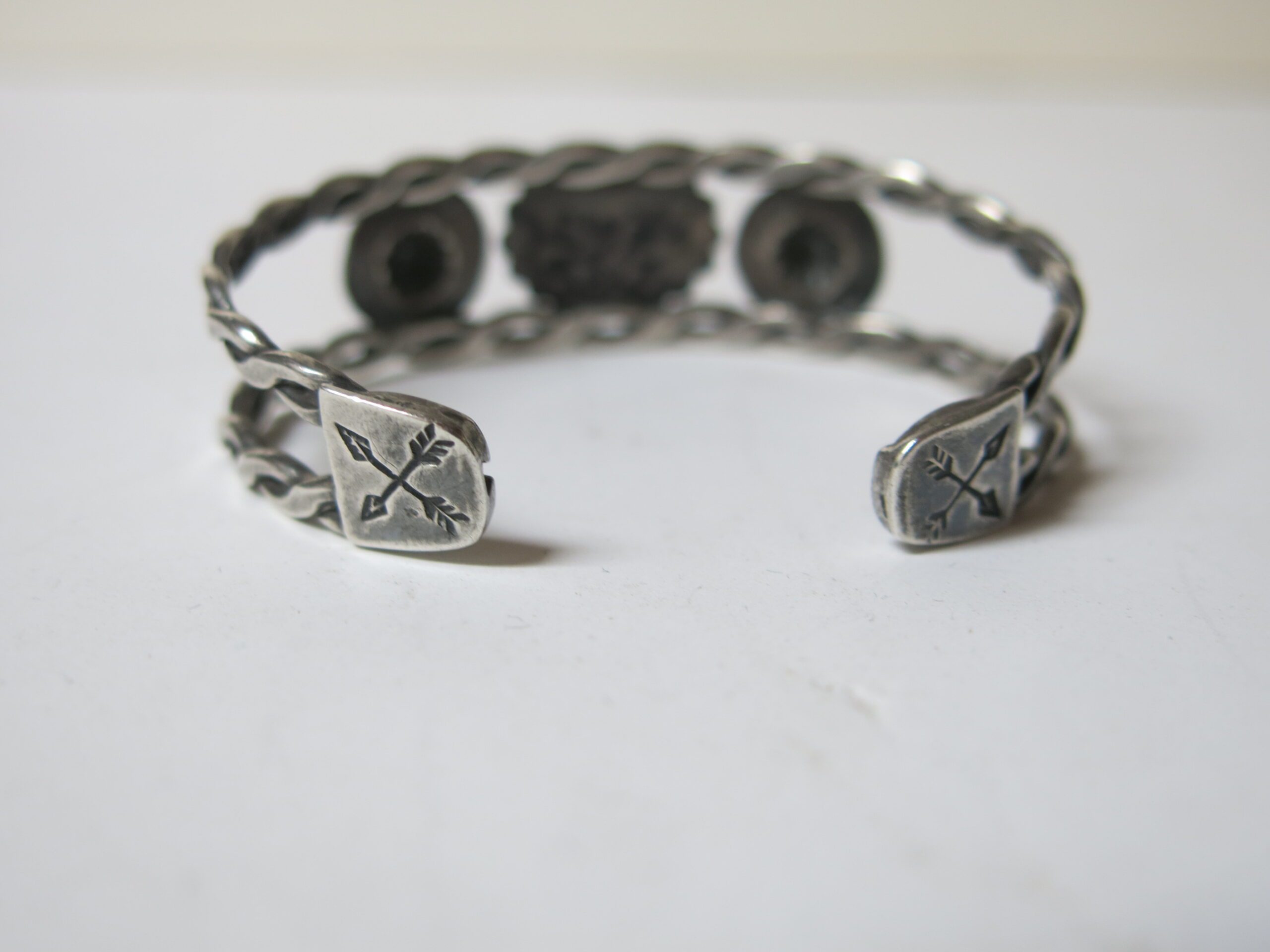Sterling Silver Twisted-Wire Cuff with Turquoise, Southwest Native American - Image 5