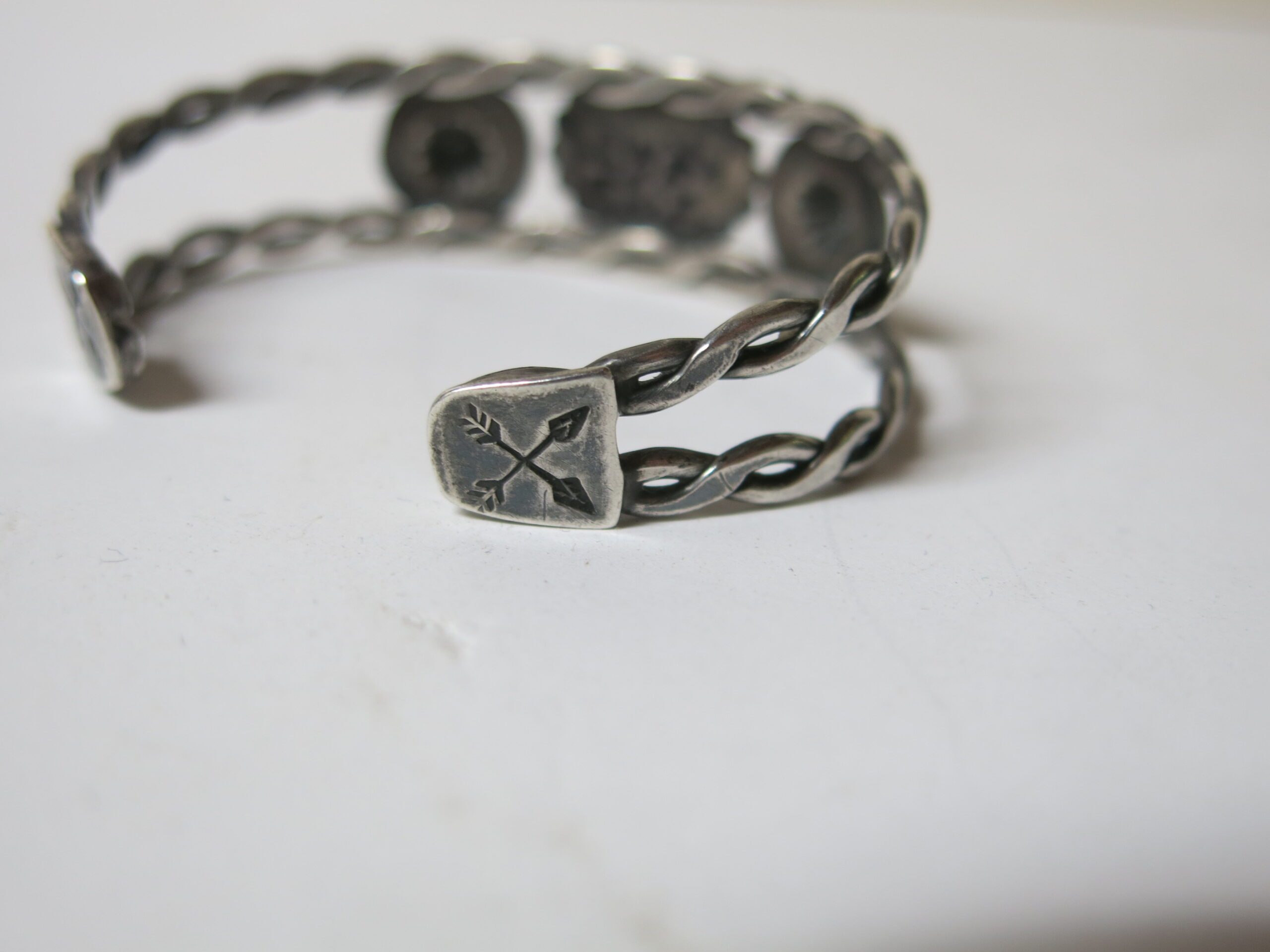 Sterling Silver Twisted-Wire Cuff with Turquoise, Southwest Native American - Image 6