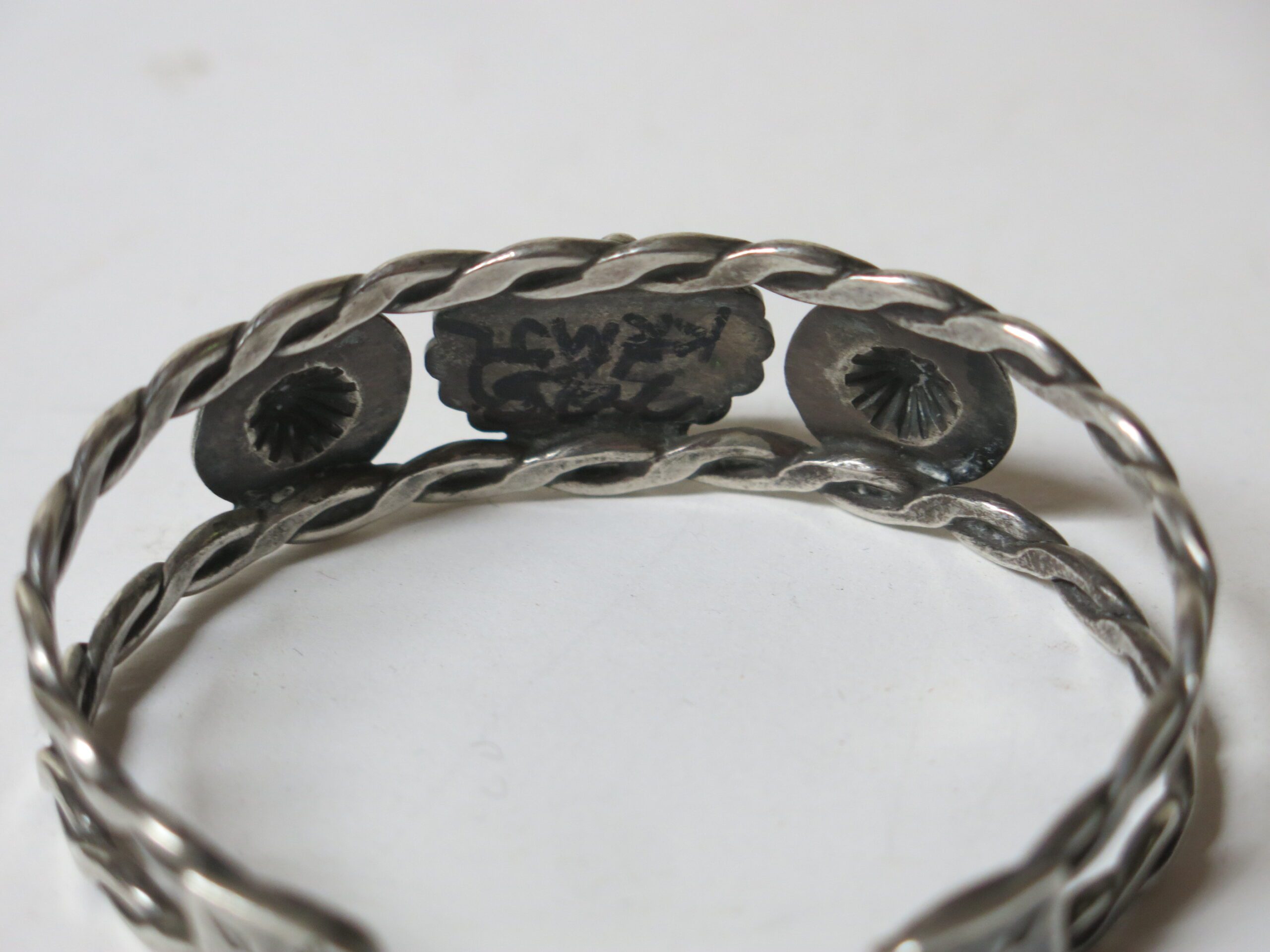 Sterling Silver Twisted-Wire Cuff with Turquoise, Southwest Native American - Image 7