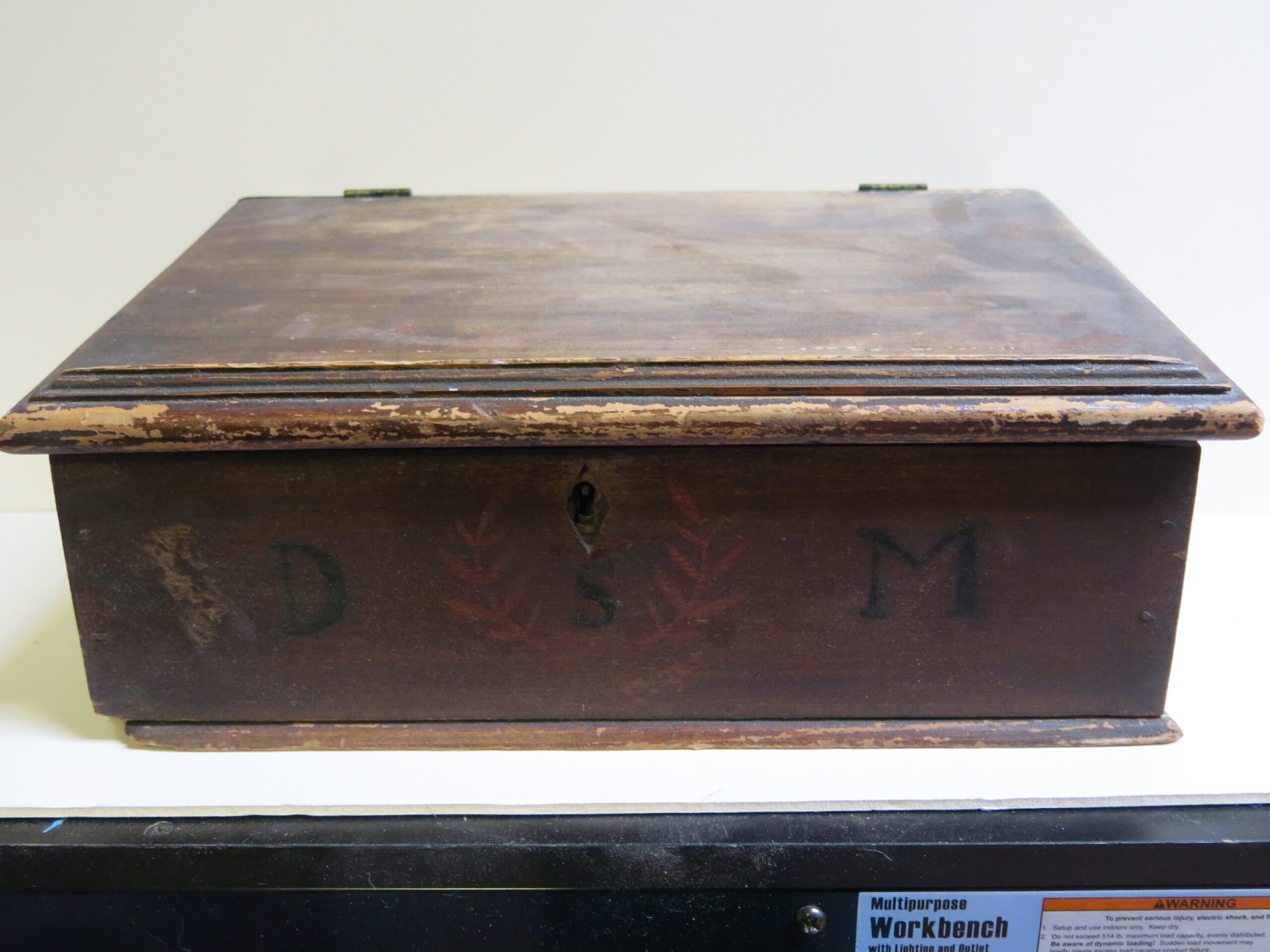 Victorian Stenciled and Monogramed Document Box & Portable Desk
