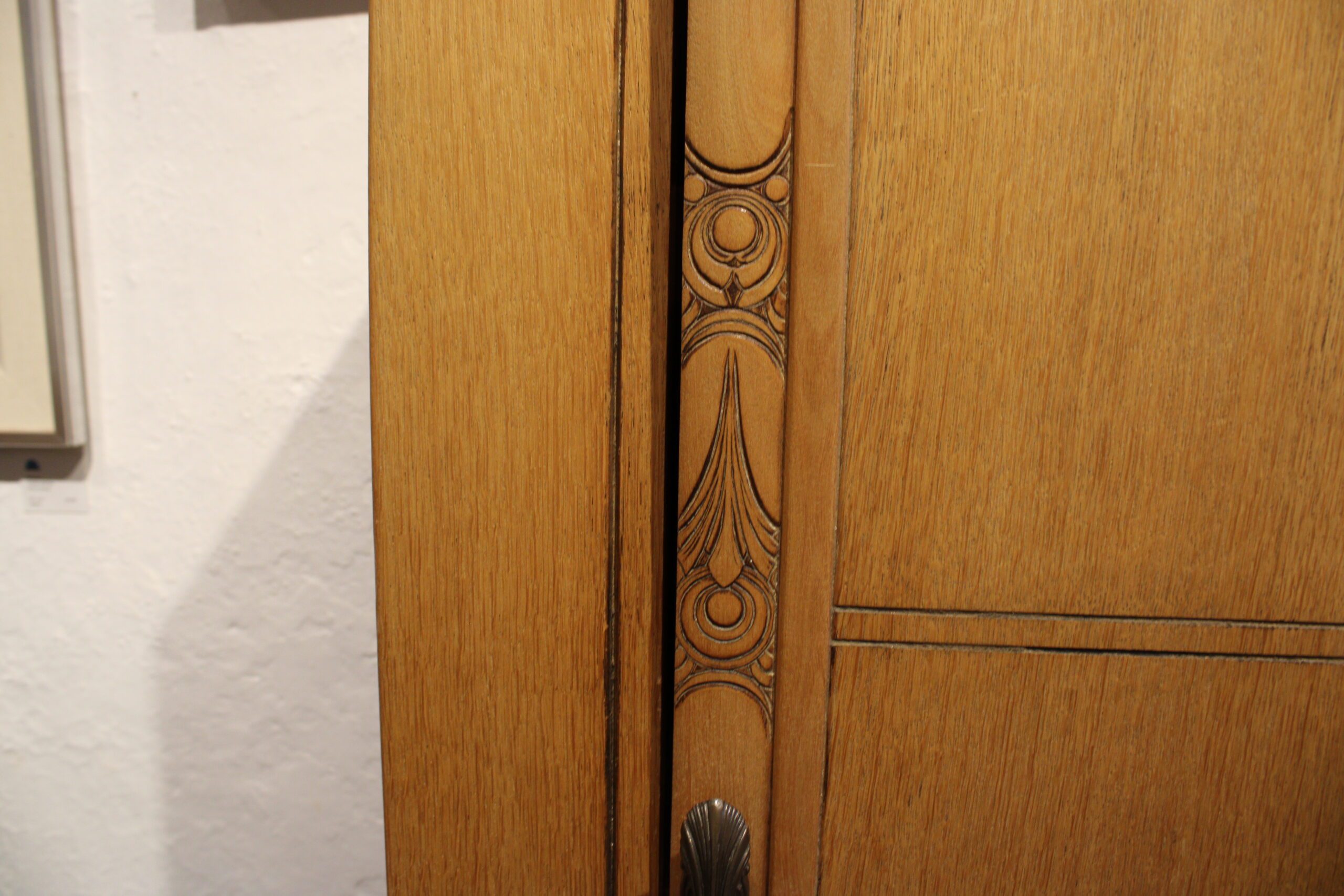 Antique Belgian Art Deco Single Door Oak Wardrobe - Image 6
