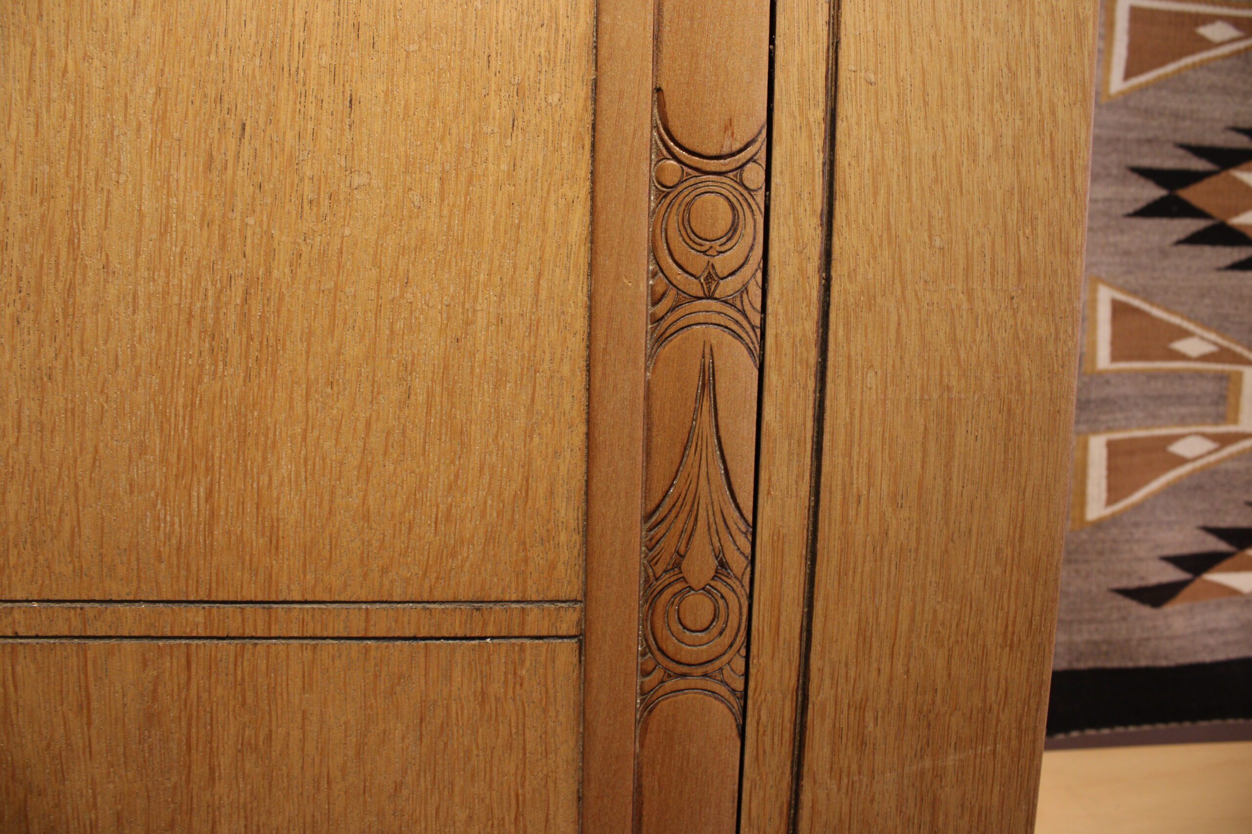 Antique Belgian Art Deco Single Door Oak Wardrobe - Image 7