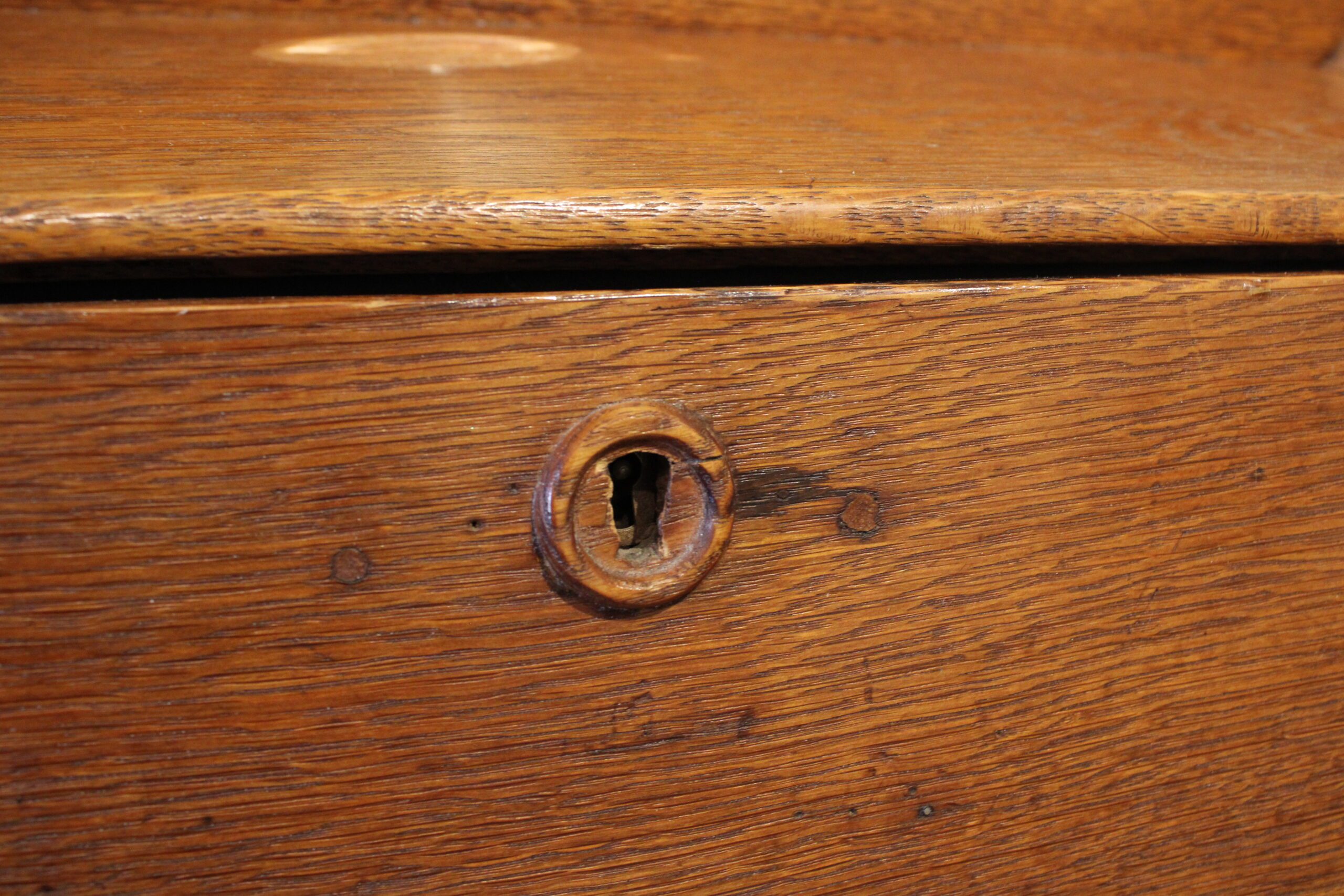 Edwardian English Oak Drop Front Secretary Desk - Image 6