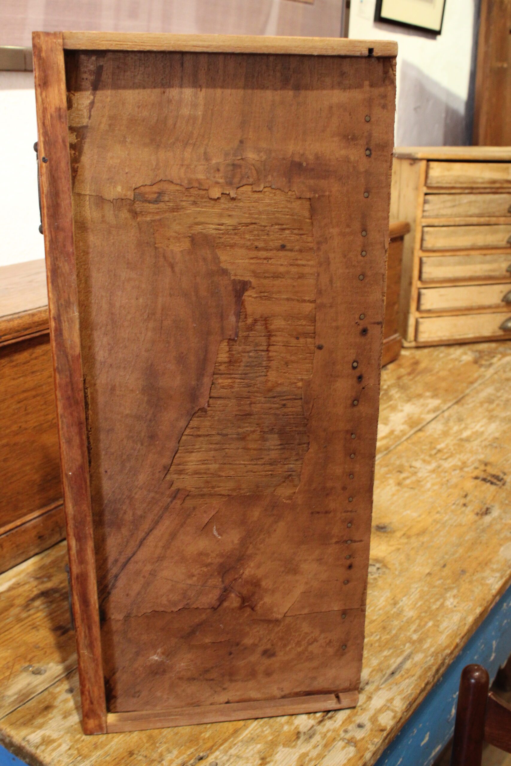 Edwardian English Oak Drop Front Secretary Desk - Image 9