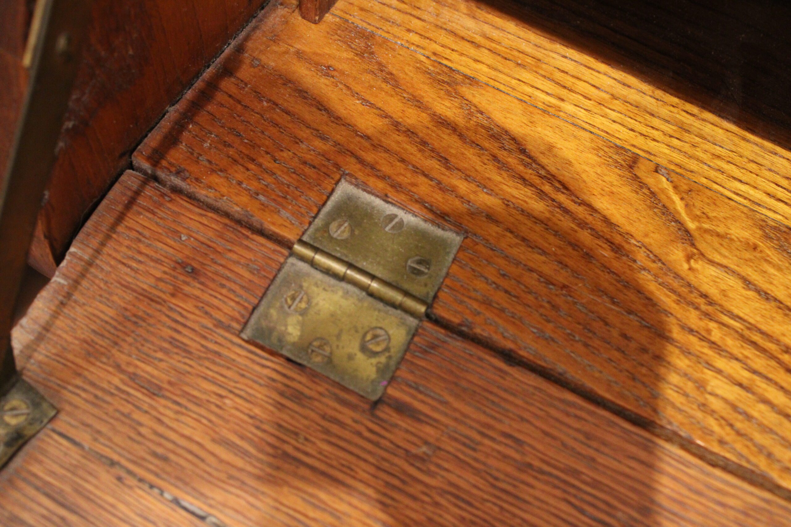 Edwardian English Oak Drop Front Secretary Desk - Image 13