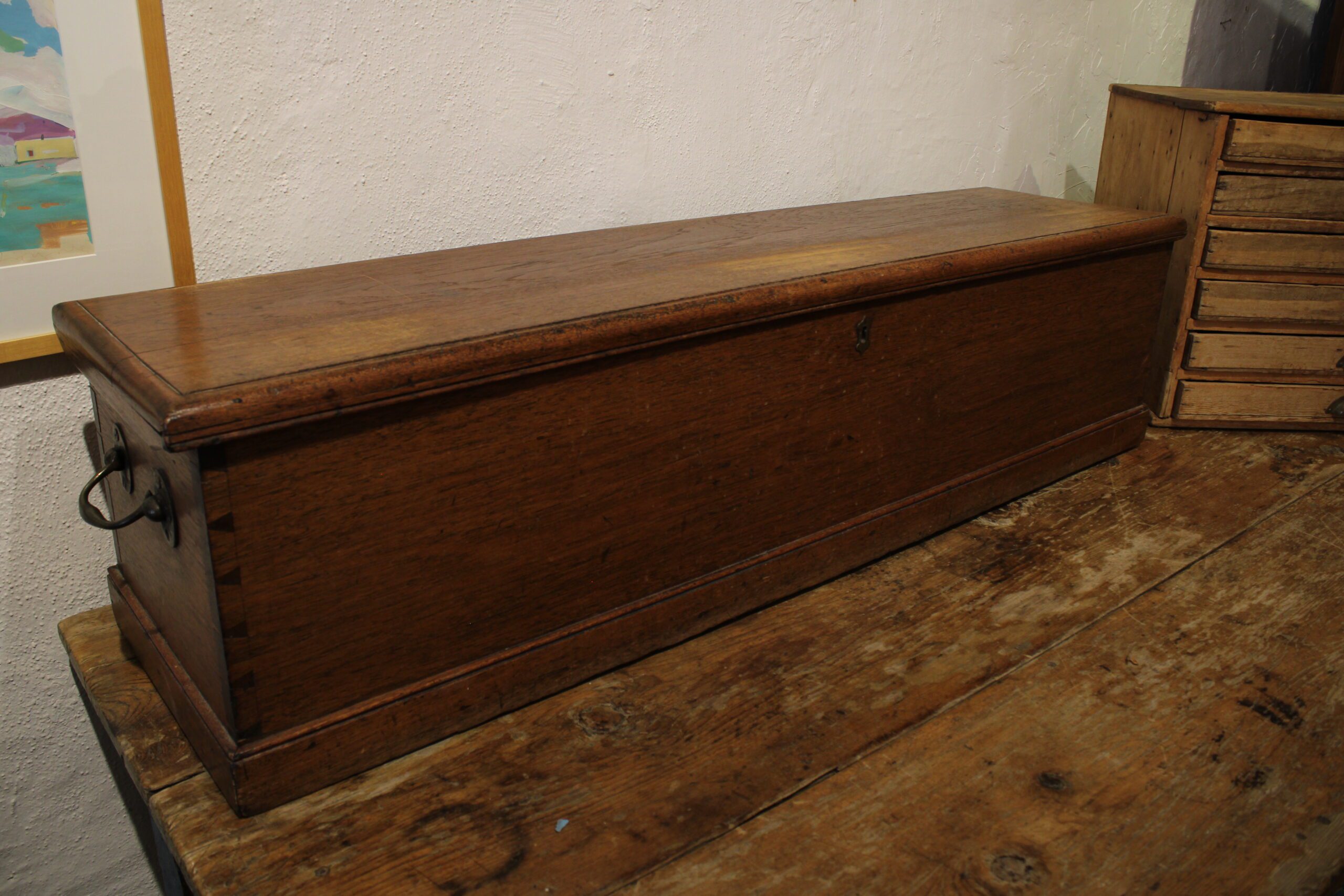 Antique American Oak Military Campaign Map Chest c.1860-1890