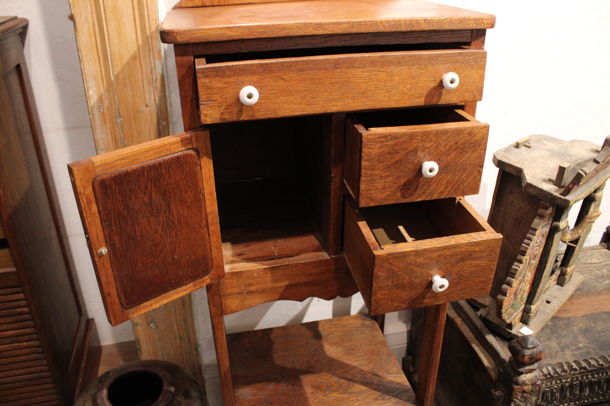 Victorian Golden Oak Gentleman's Shaving Stand c.1890-1905 - Image 6