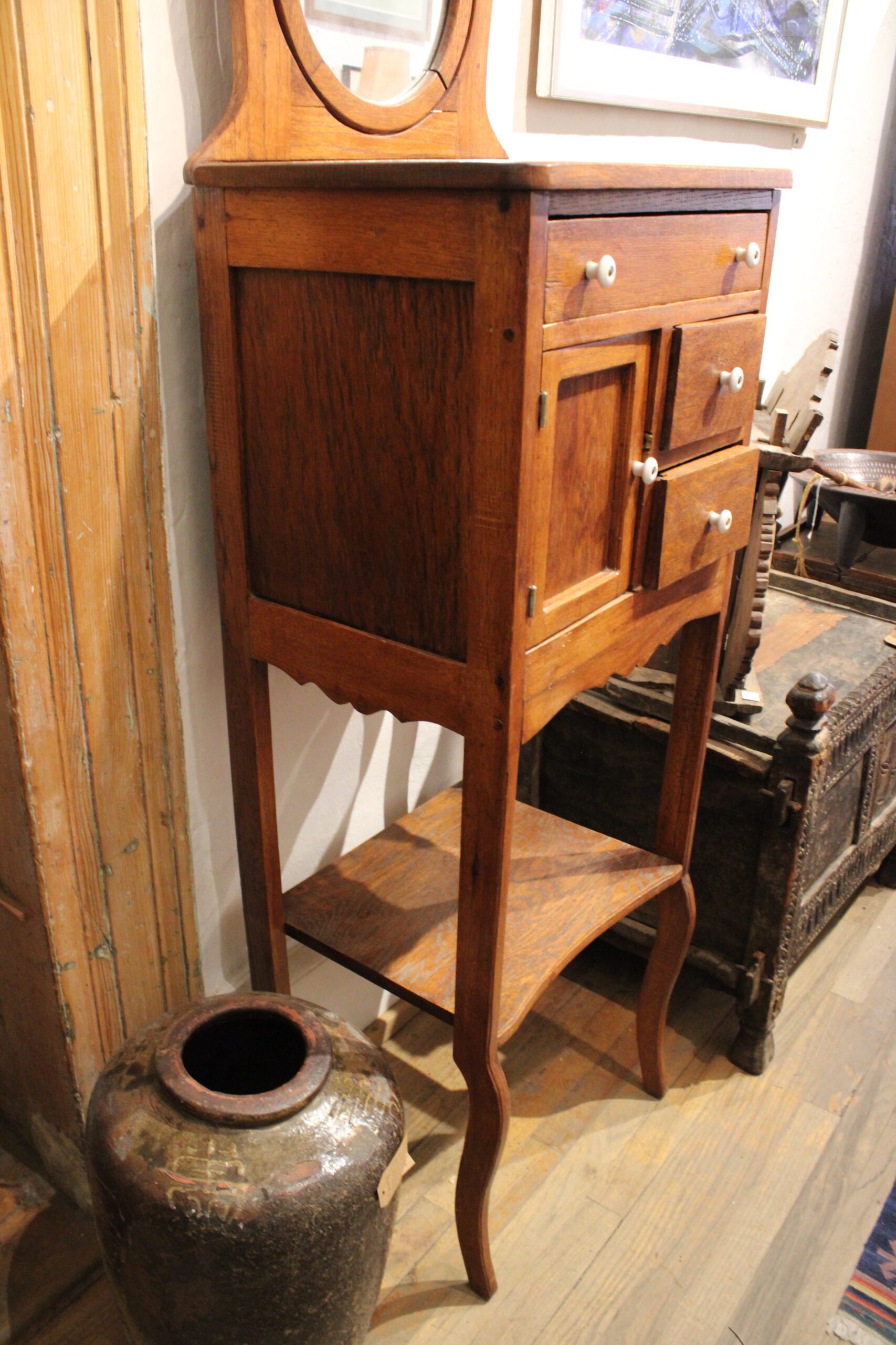 Victorian Golden Oak Gentleman's Shaving Stand c.1890-1905 - Image 8