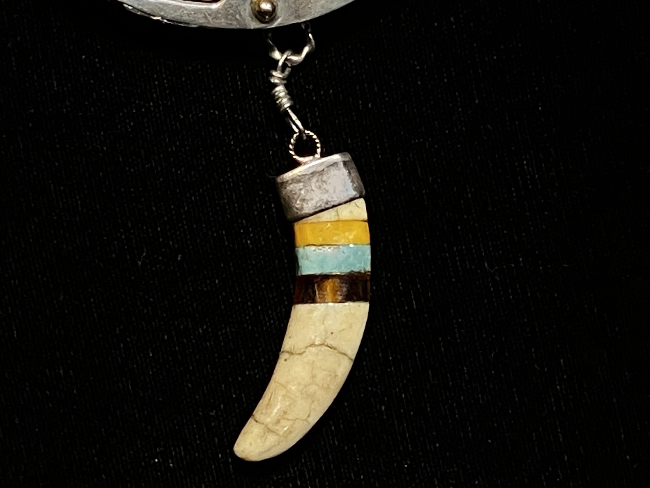 Signed Studio Sterling 14K Serpent Spiral Pendant Necklace Opal Lolite - Image 4